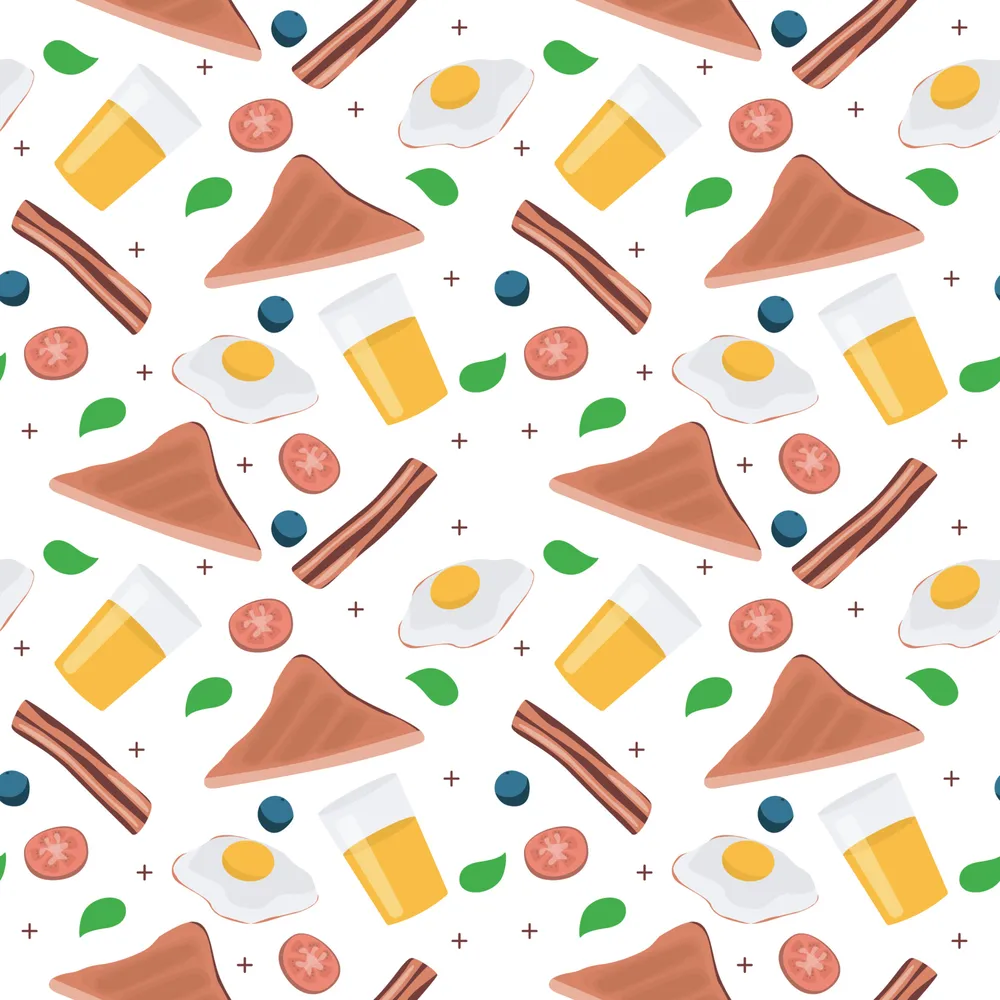 早餐元素无缝背景预览图 Breakfast Elements Seamless Background