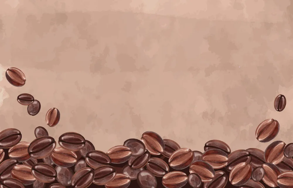 水彩咖啡豆背景预览图 Watercolor Coffe Beans Background