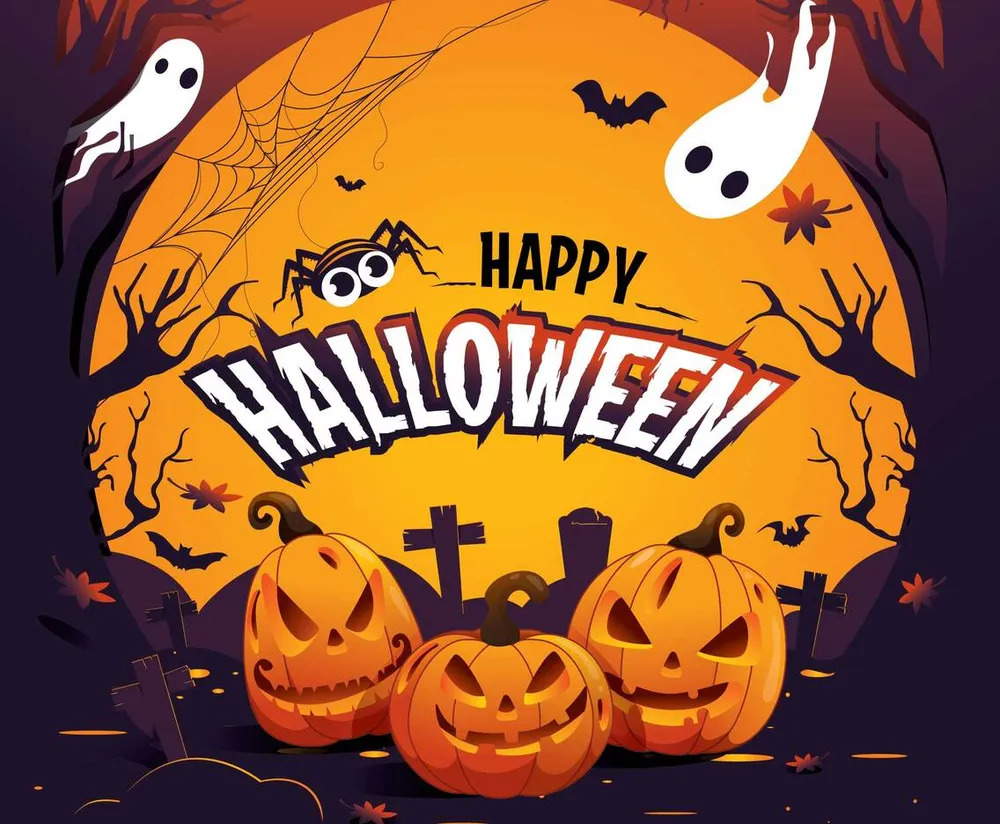 恐怖快乐万圣节背景预览图 Spooky Happy Halloween Background