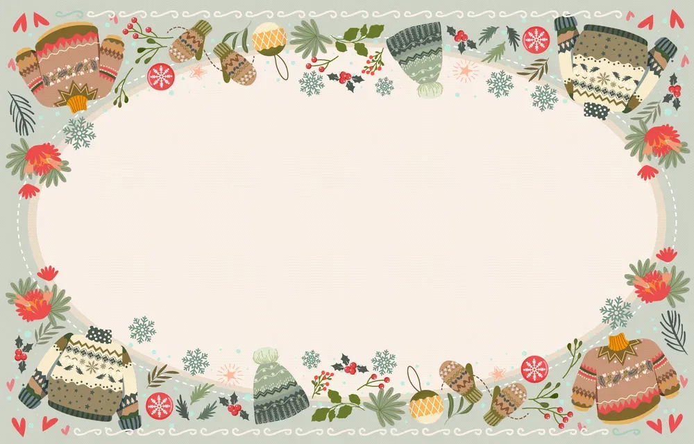 冬季边框背景模板预览图 Template of Winter Border Background