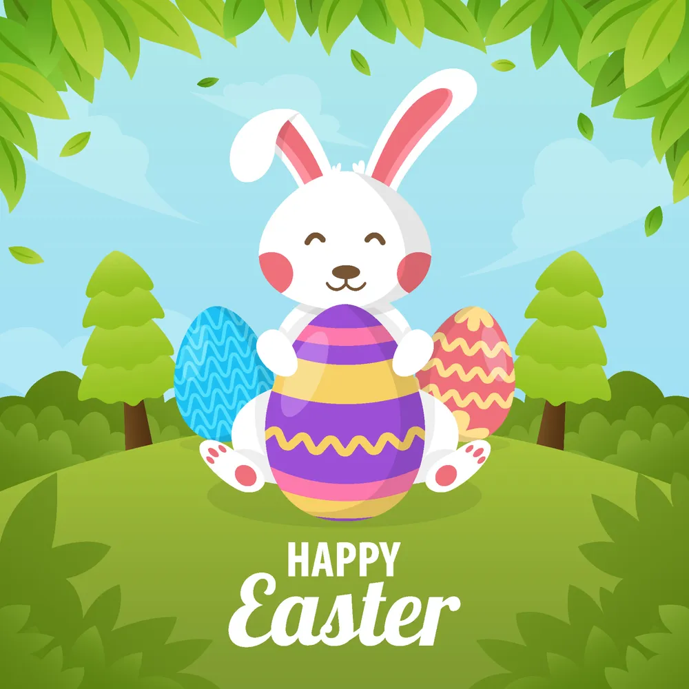 带兔子的快乐复活节背景预览图 Happy Easter Background with Bunny