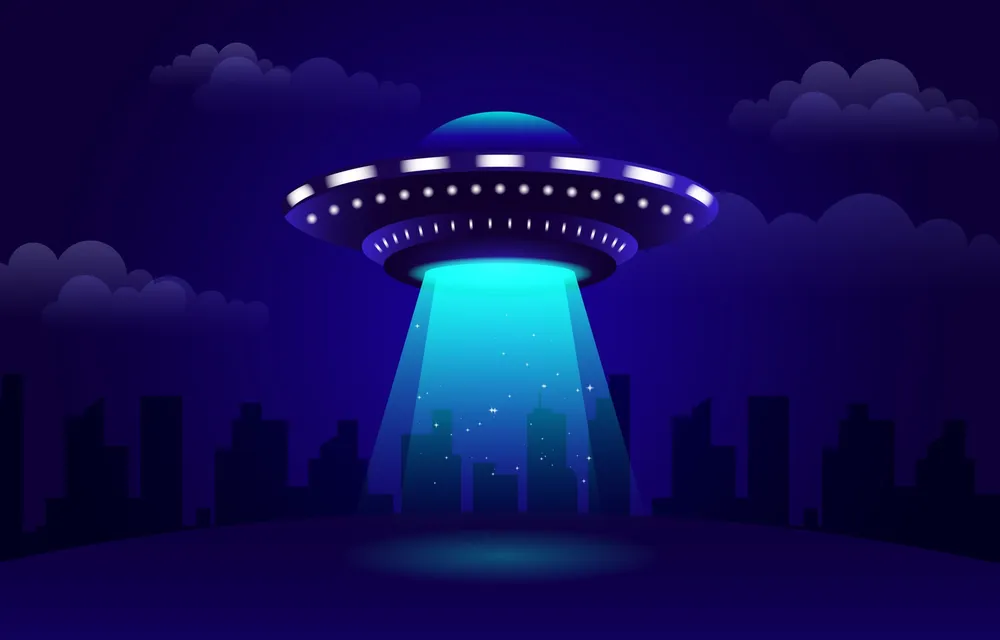 照亮田野的UFO背景预览图 UFO illuminating a field background