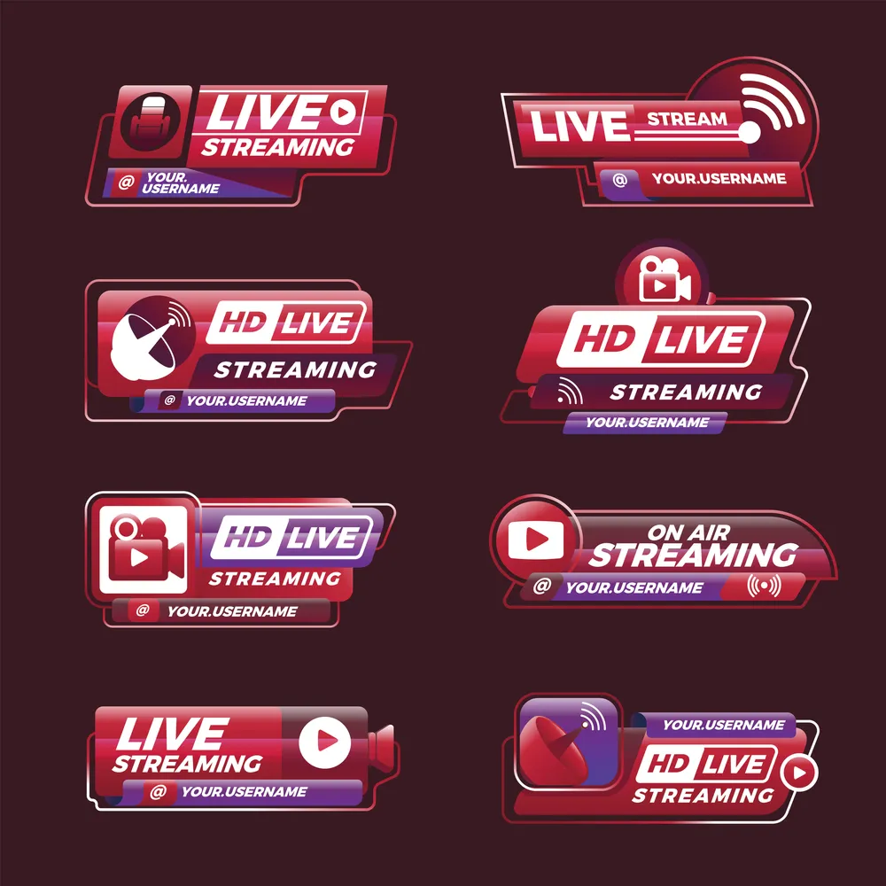 红色现代渐变直播标签预览图 Red Modern Gradient Live On Air Streaming Label