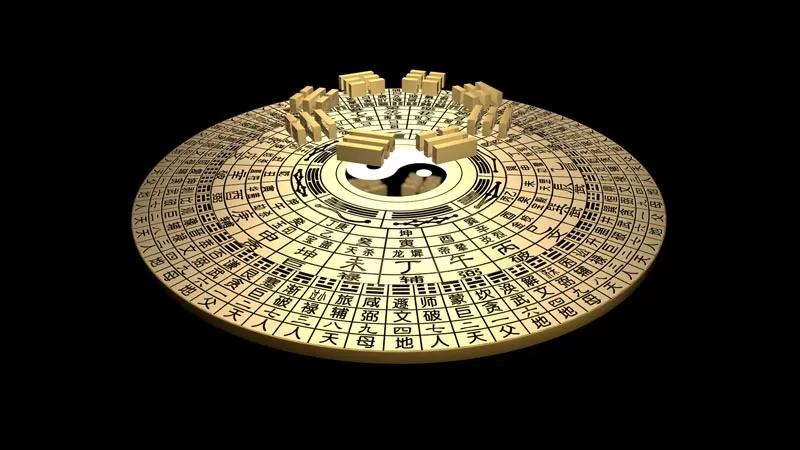 中国古代八卦罗盘C4D工程预览图