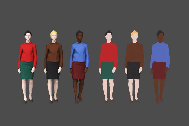 低面低多边形现代人物3D/C4D模型预览图2