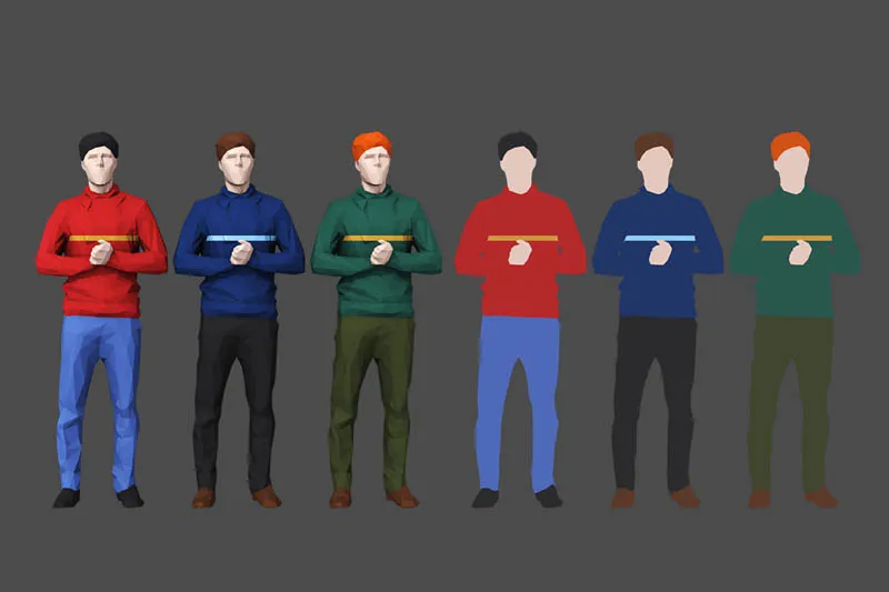 低面低多边形现代人物3D/C4D模型预览图8