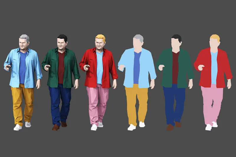 低面低多边形现代人物3D/C4D模型预览图13