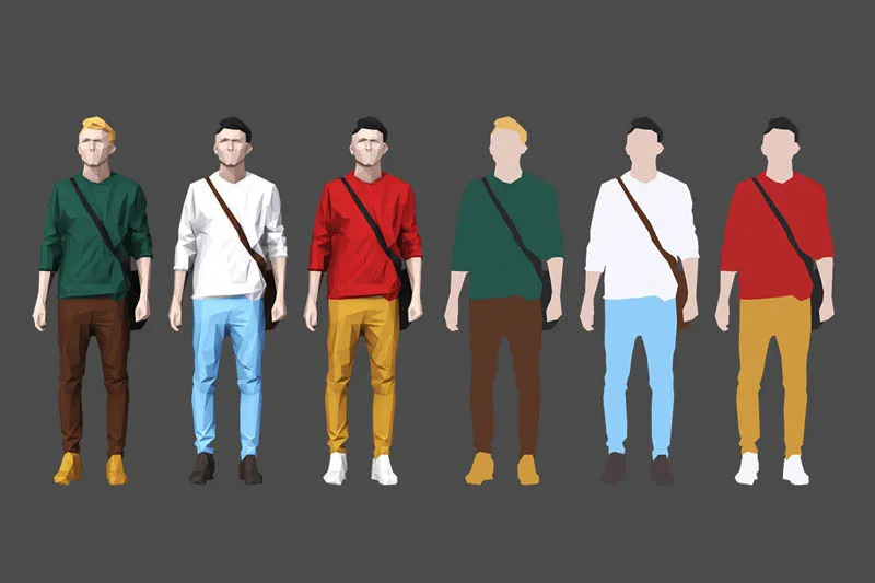 低面低多边形现代人物3D/C4D模型预览图10
