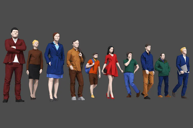 低面低多边形现代人物3D/C4D模型预览图17