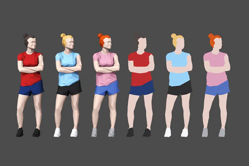 低面低多边形现代人物3D/C4D模型预览图19