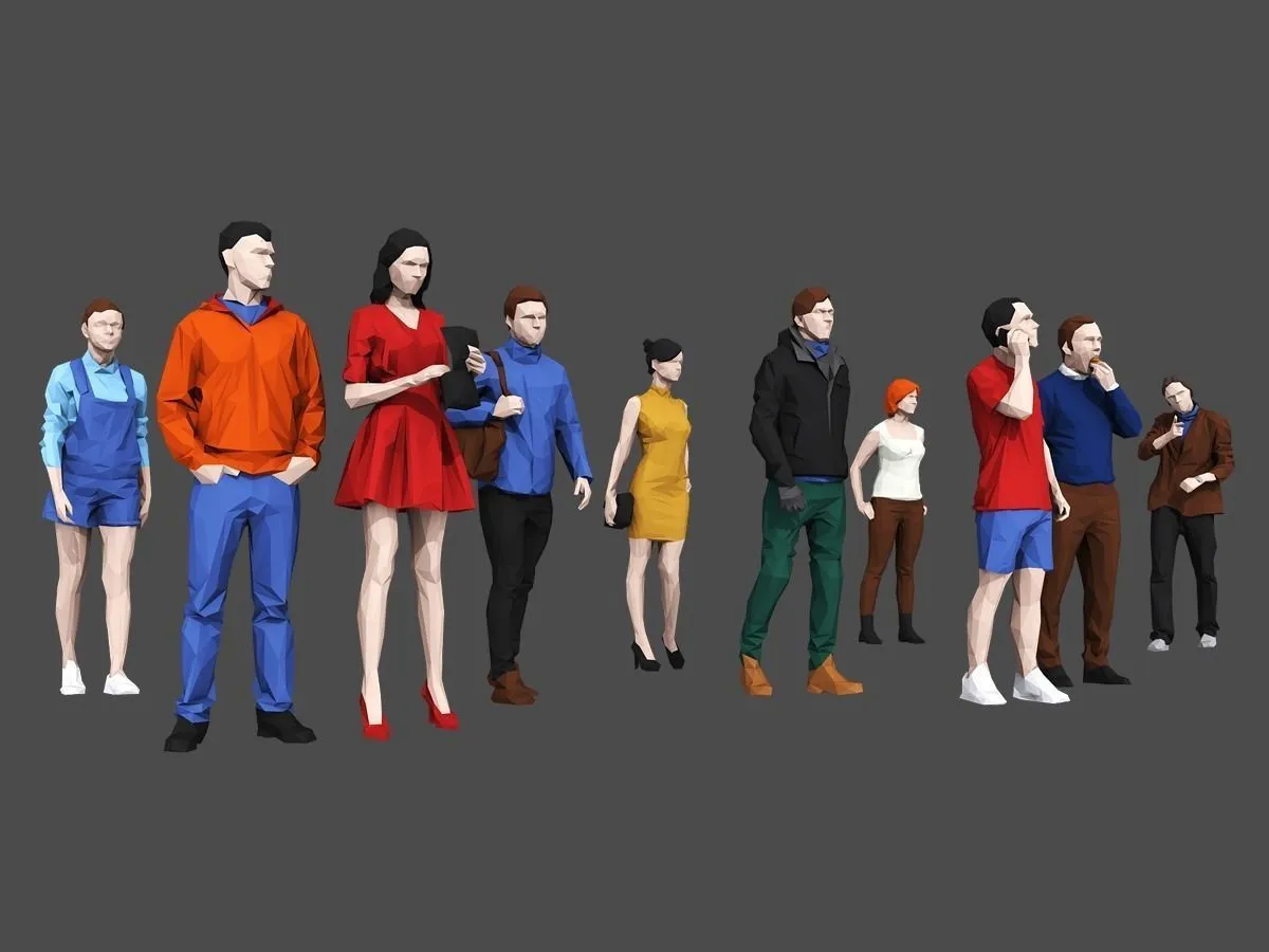 低面低多边形现代人物3D/C4D模型预览图18