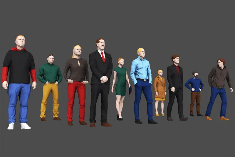 低面低多边形现代人物3D/C4D模型预览图21