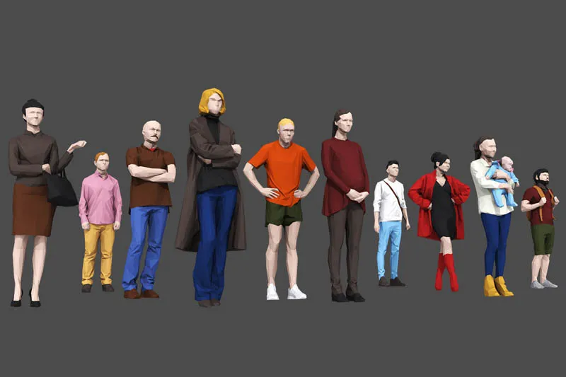 低面低多边形现代人物3D/C4D模型预览图20