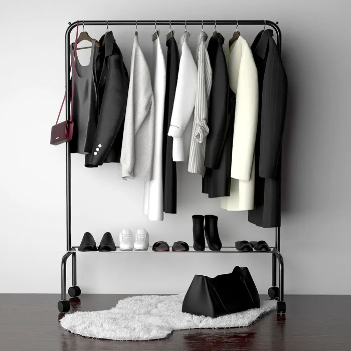衣服鞋子和衣架3D模型预览图2