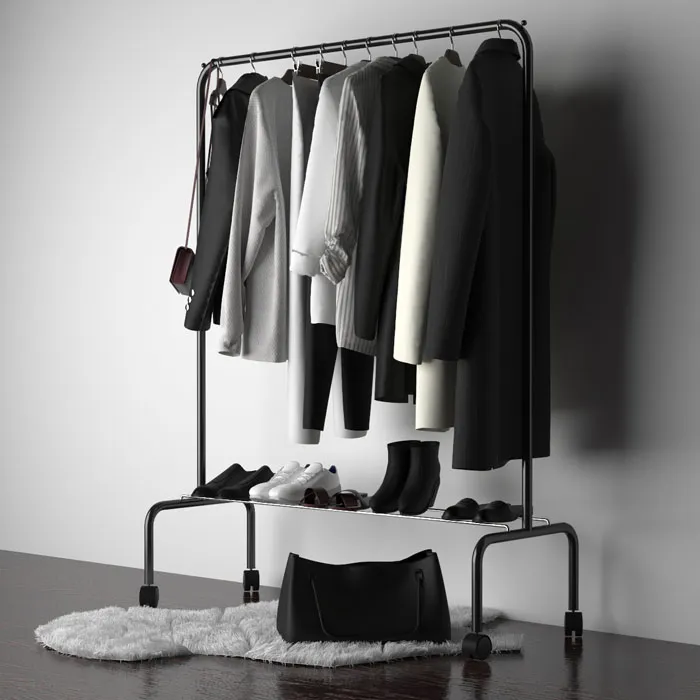 衣服鞋子和衣架3D模型预览图3
