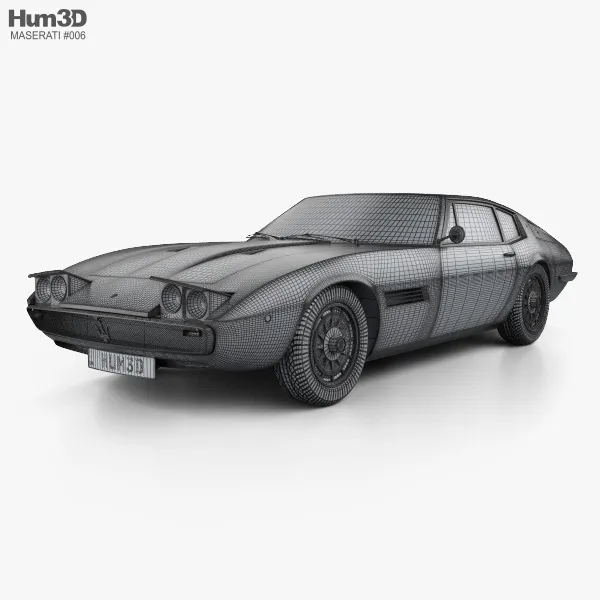玛莎拉蒂Maserati Ghibli coupe 1967 3D模型预览图2