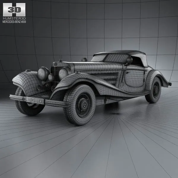 梅赛德斯-奔驰 500K Special Roadster 1936 3D模型预览图2
