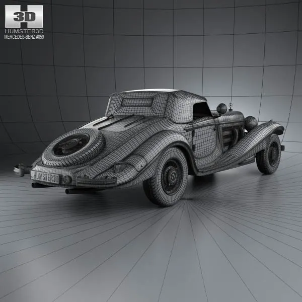 梅赛德斯-奔驰 500K Special Roadster 1936 3D模型预览图3