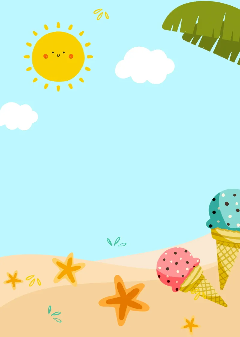 沙滩海边夏季卡通元素背景边框预览图7