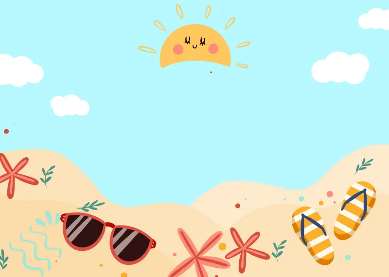 沙滩海边夏季卡通元素背景边框预览图9