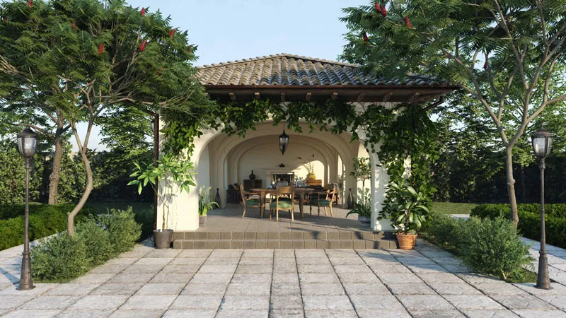 别墅私人花园室外游泳池3D/C4D模型预览图14