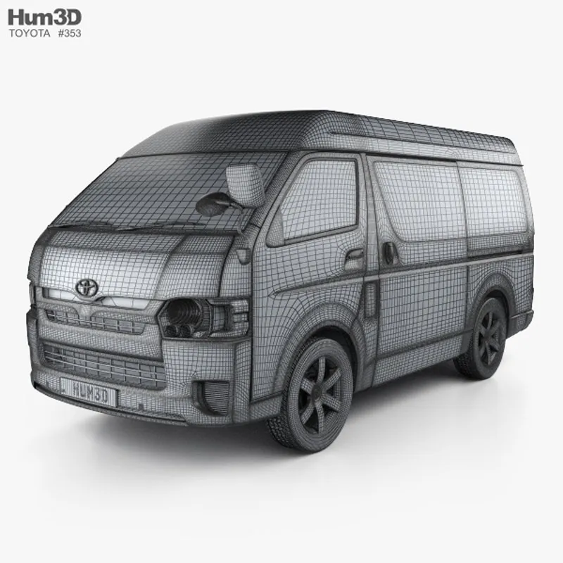Toyota Hiace Passenger Van L1H3 DX 2013丰田海狮客车3D模型预览图2