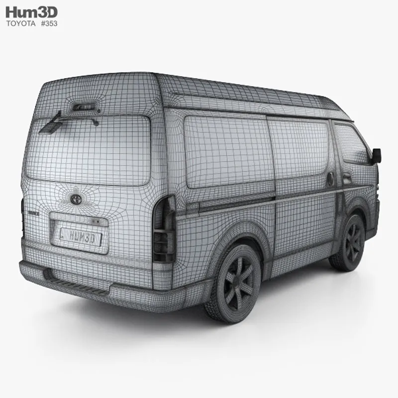 Toyota Hiace Passenger Van L1H3 DX 2013丰田海狮客车3D模型预览图3