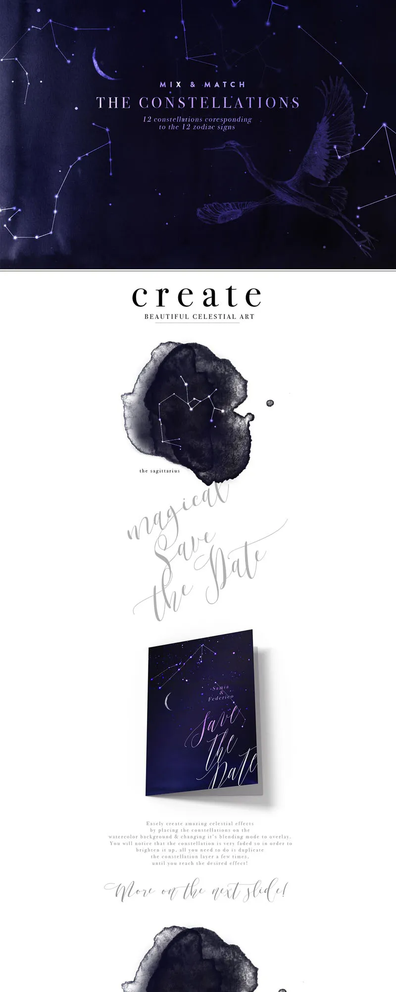 Starcrossed-星空艺术字母和花卉元素PSD/JPG/PNG预览图8