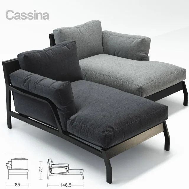 Cassinaeloro双人沙发3D模型预览图1