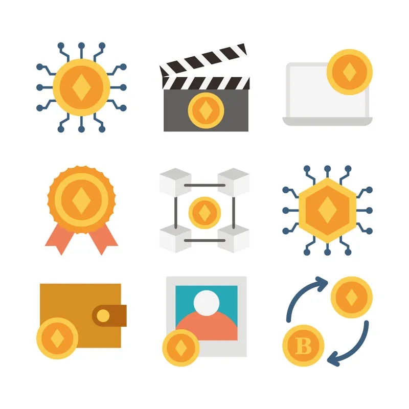 Nft Non Fungible Token Flat Colorful Icon Pack