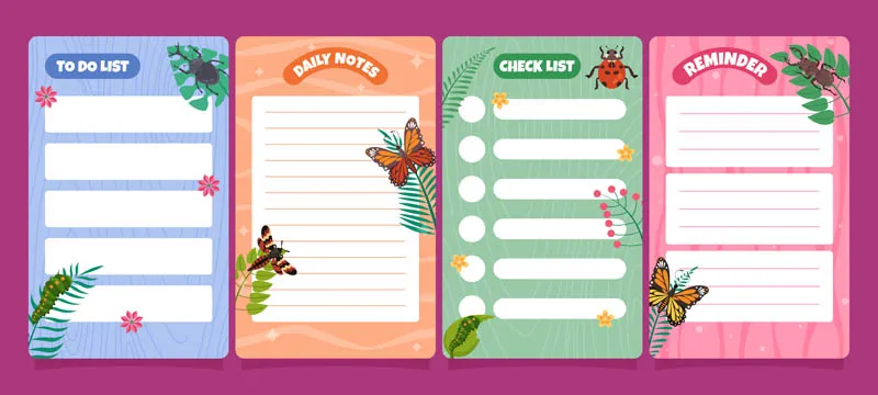 Spring Insects Journal Templates Collection Set