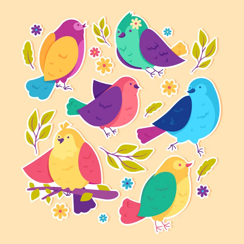 Set of Birds Journal Sticker