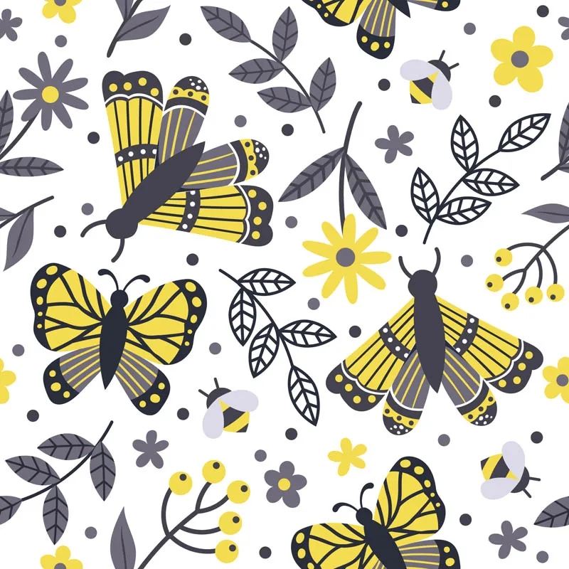 Insect with Flower Seamless Pattern