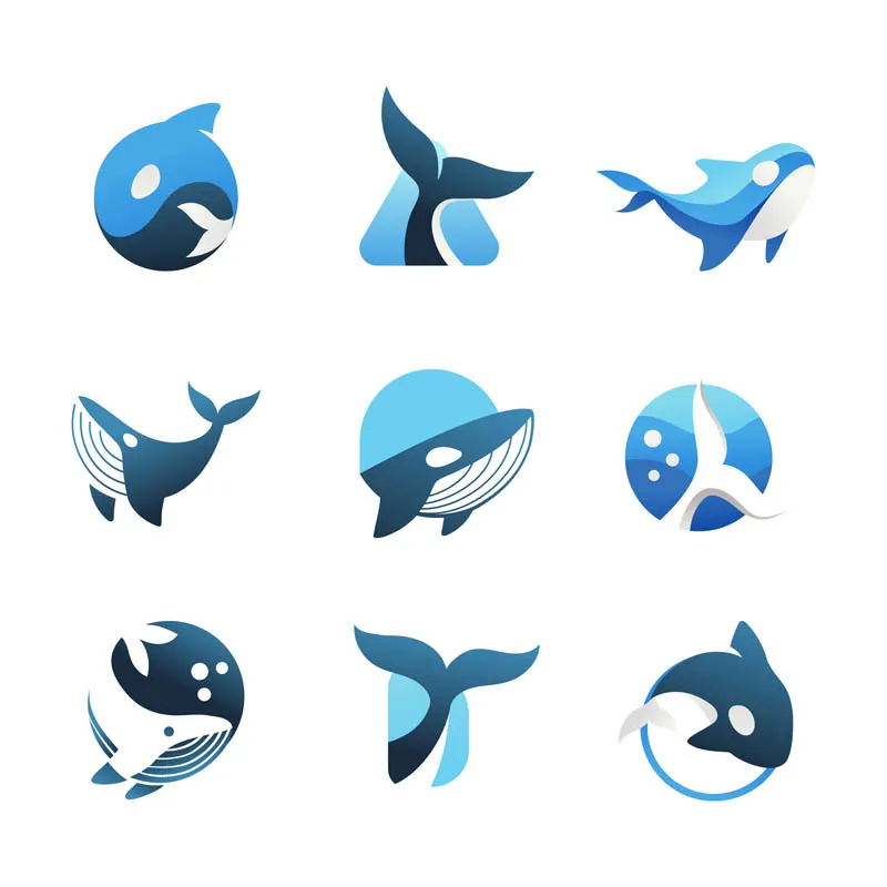 Set of Whale Logo Element