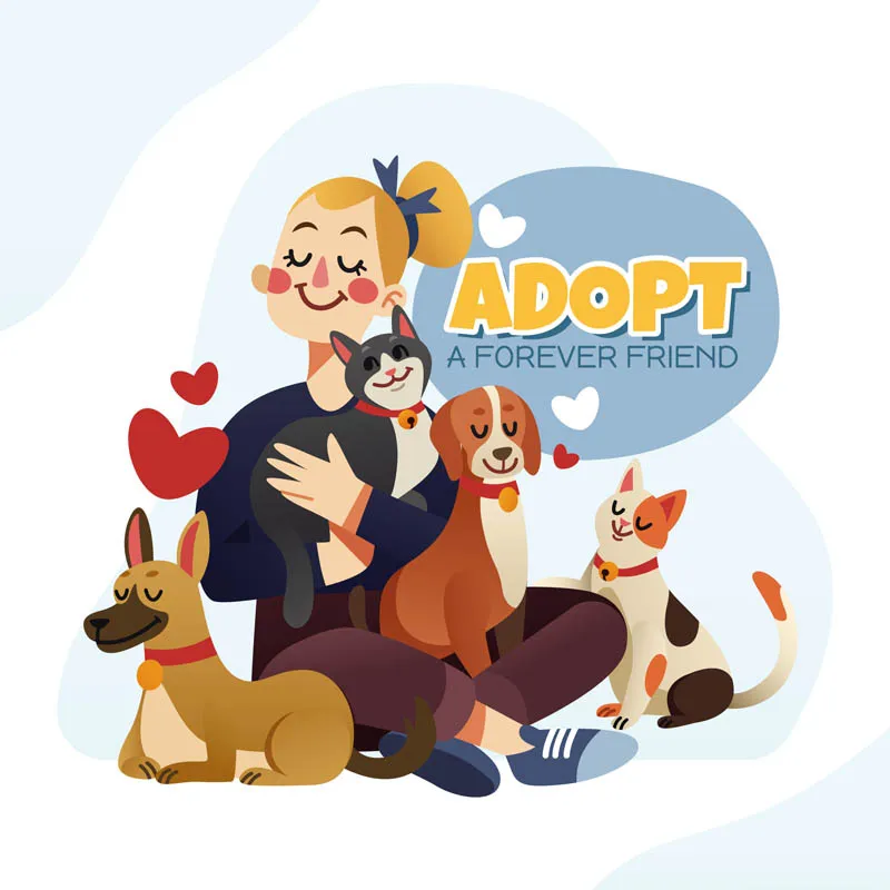 Woman with Her Adopted Pets