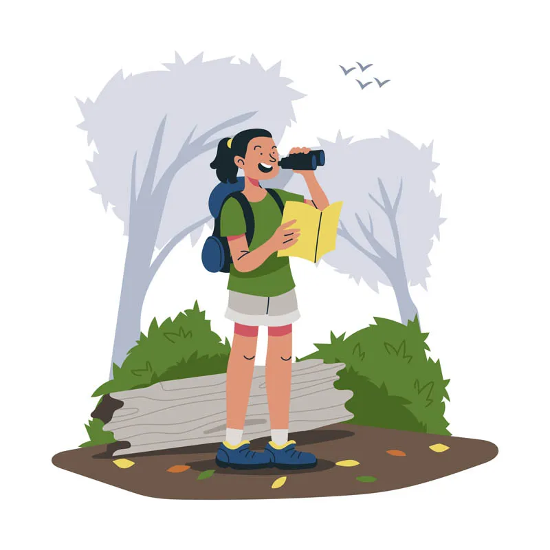 Woman Witching Bird at Forest