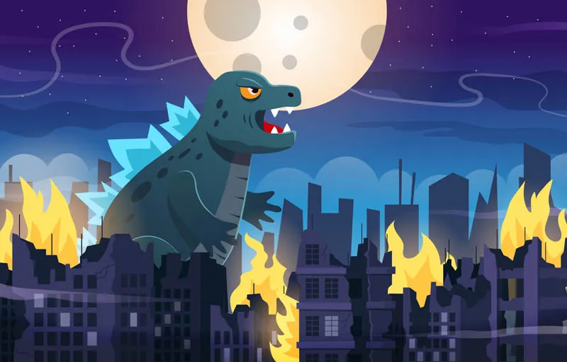 Mega Reptile Monster Attacking City