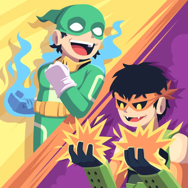 Hero Character Wearing Mask with Super Power