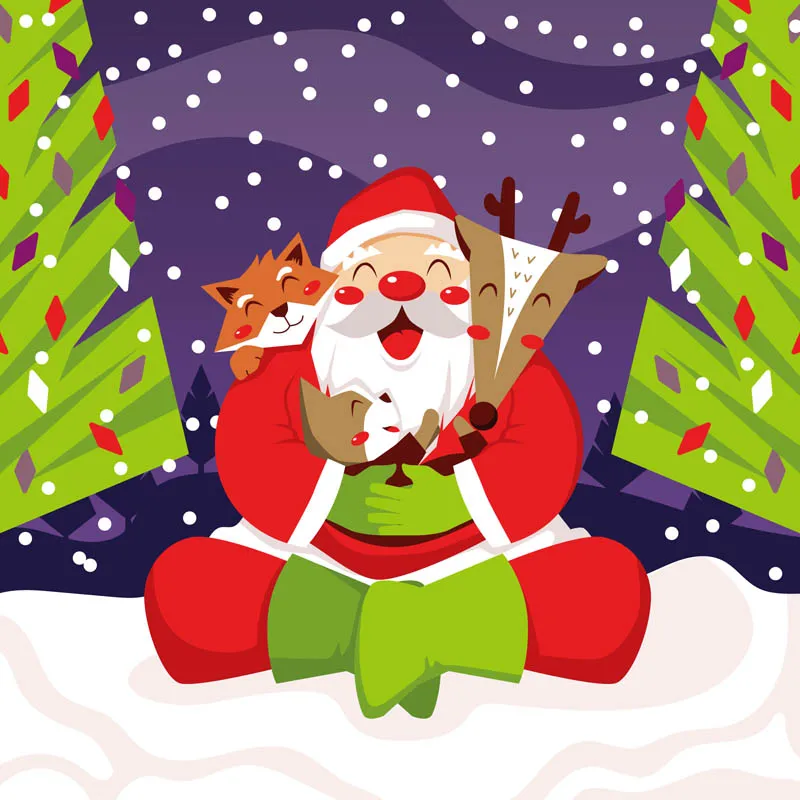 Santa Claus with Santa Paws During Snow Fall