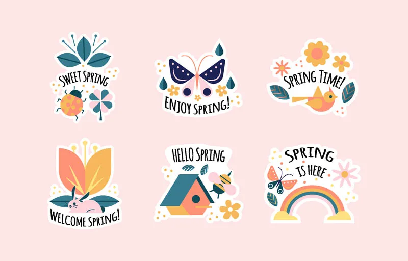 Nature Spring Stickers Concept