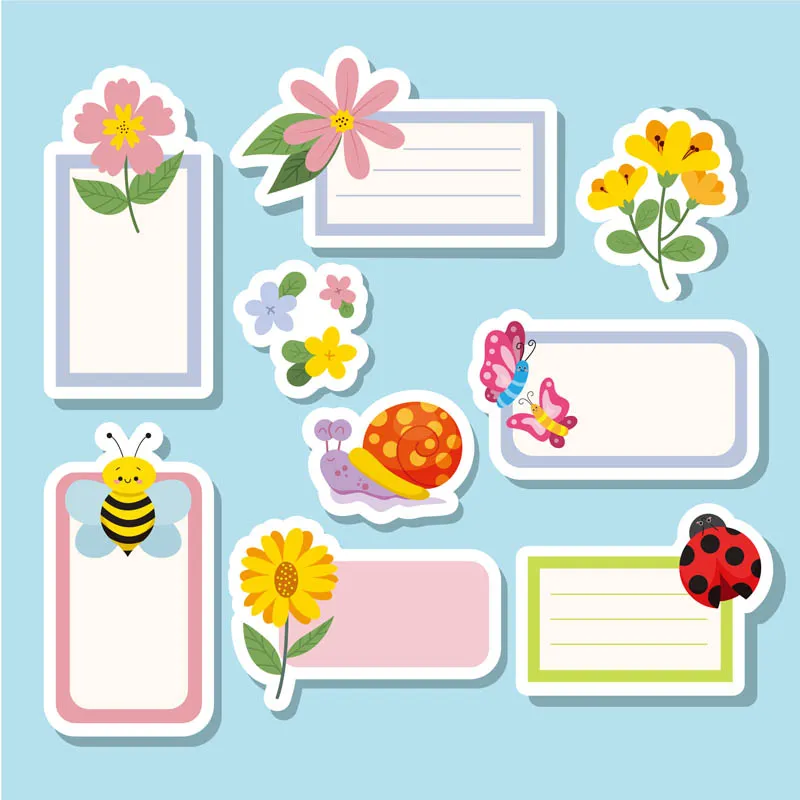 Journal Template with Spring Flower and Animal Sticker Note