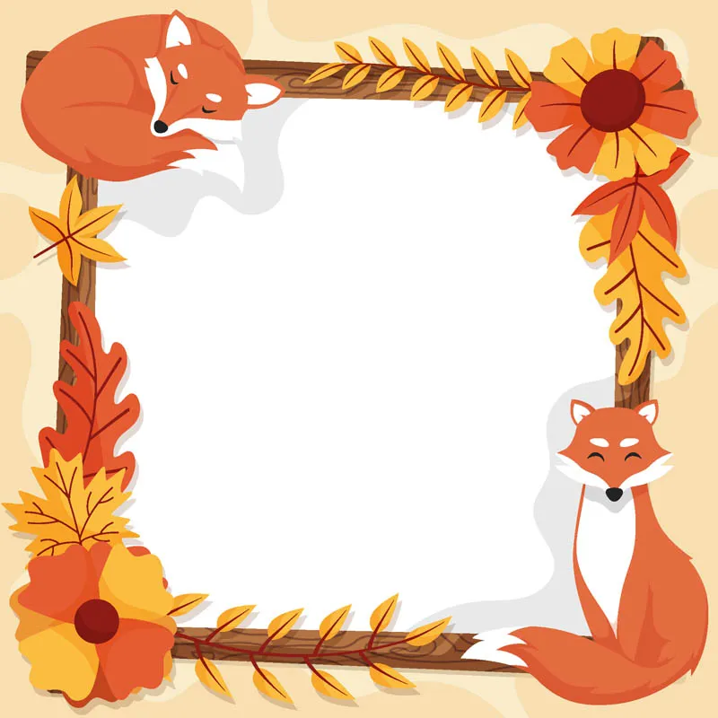 Fall Border Background with Animal