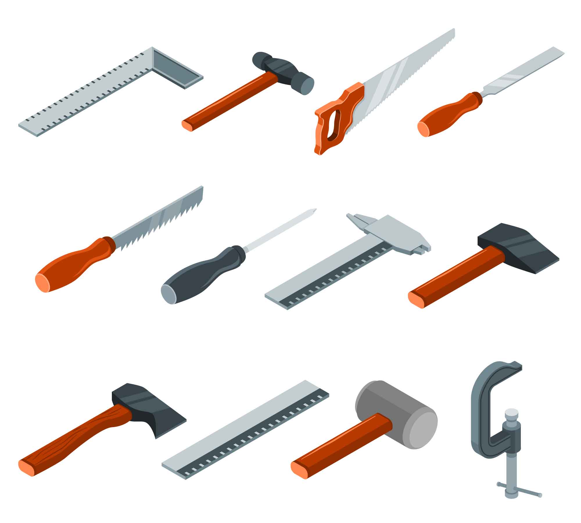 Carpenter Isometric Icons