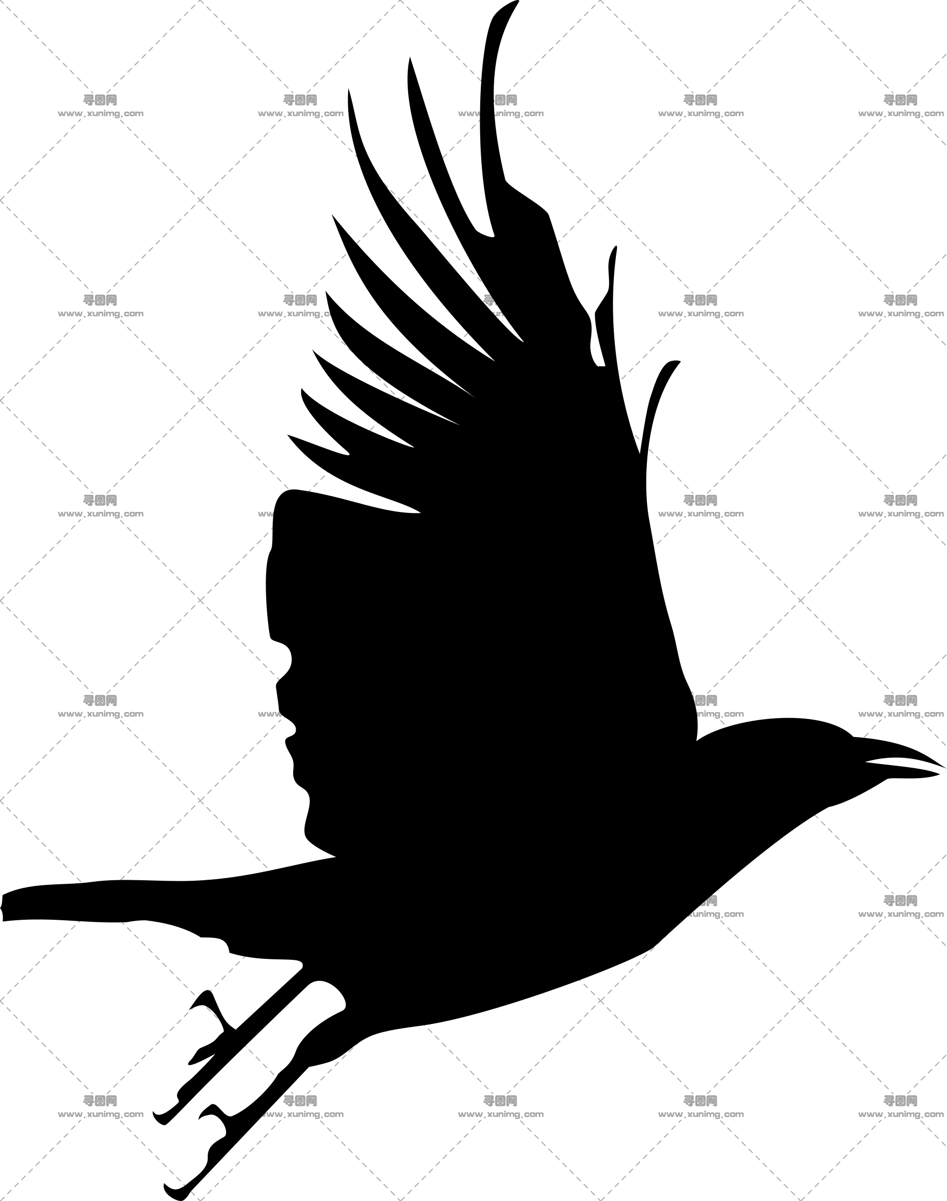 渡鸦PNG透明免抠图片，尺寸：1893×2400像素预览图