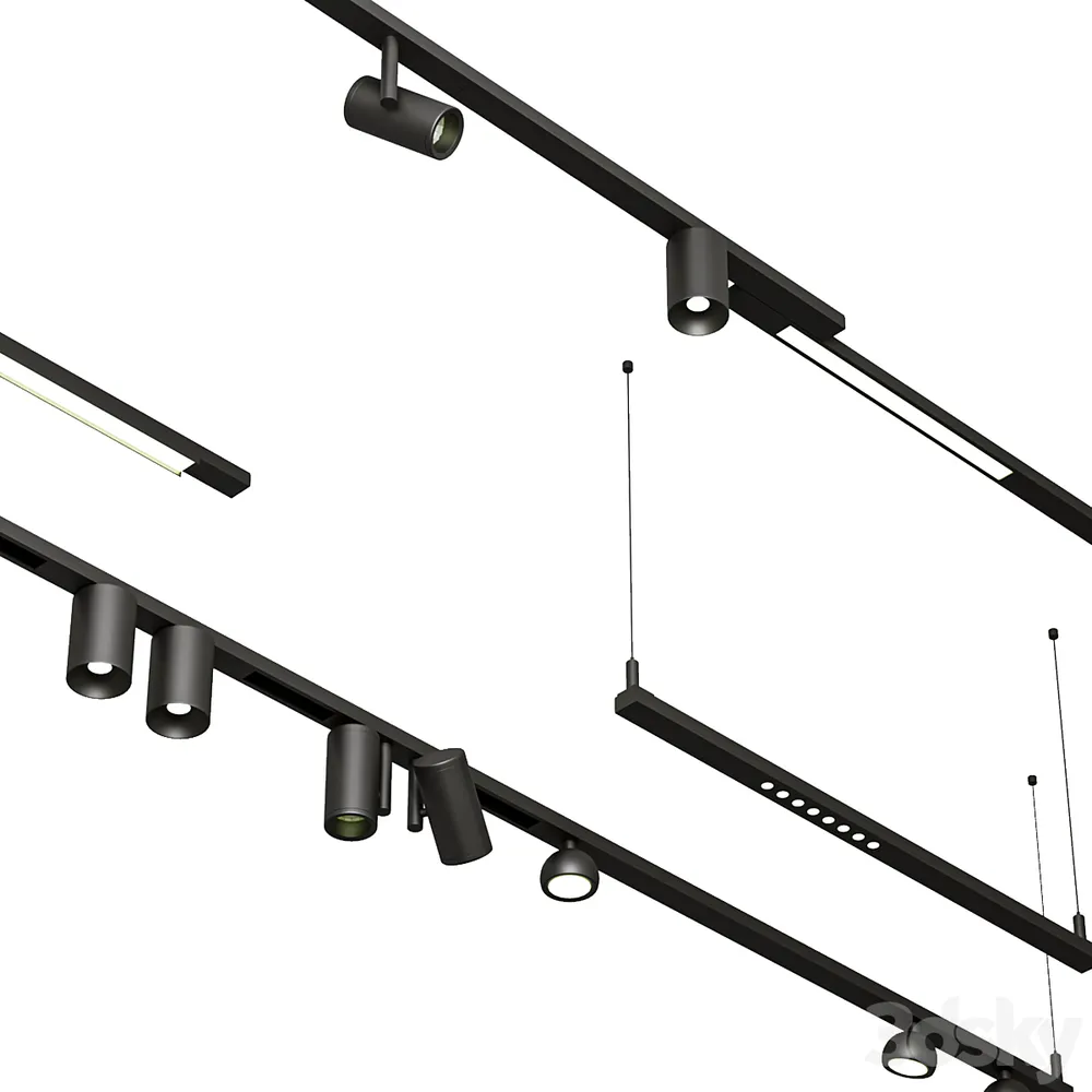 轨道射灯3D模型预览图