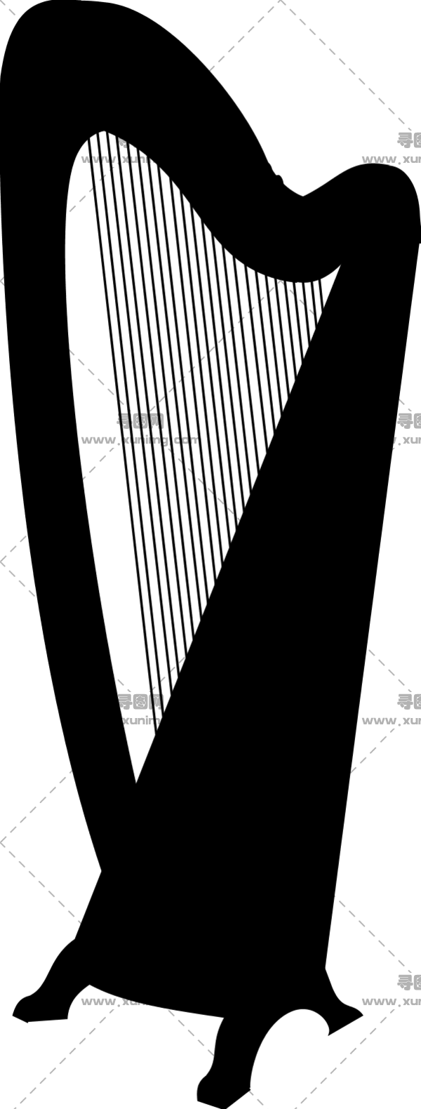 竖琴PNG免抠图像|分辨率：600×1580预览图