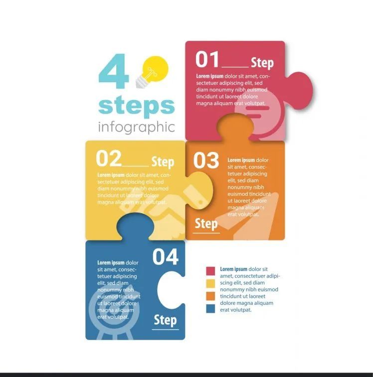 4 steps infographic template puzzle joints connection 