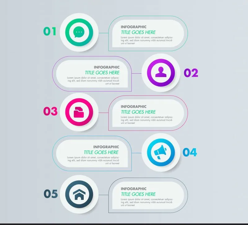 infographic list template elegant flat symmetric horizontal tabs circles 