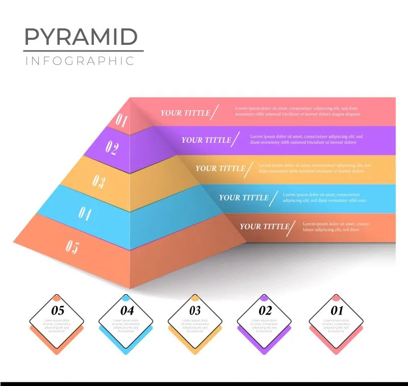 pyramid chart infographic template elegant  3d shape 