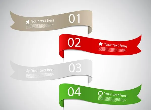 sets of multicolored curled ribbon infographic 